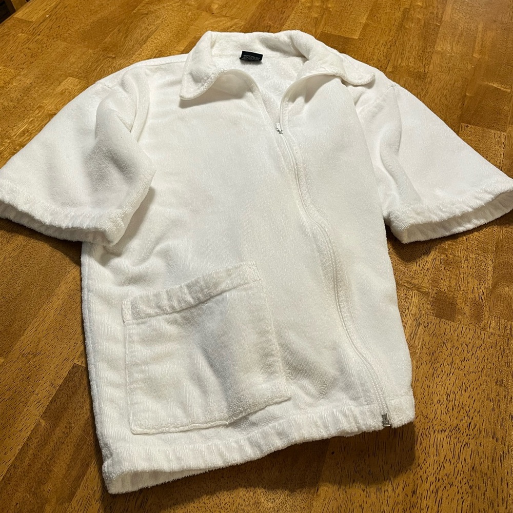 Roundtree & Yorke White Terry Cloth Men's Beach Jacket